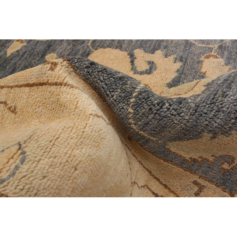 Tapis de la surface en laine bleu denim 6 pi x 9 pi, à la main one-of-kind noué la peshawar Kamen