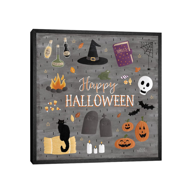 Haunted Halloween II by Laura Marshall - Gallery-Wrapped Canvas Giclée on Canvas, Black Framed, 45.72 cm H x 45.72 cm W