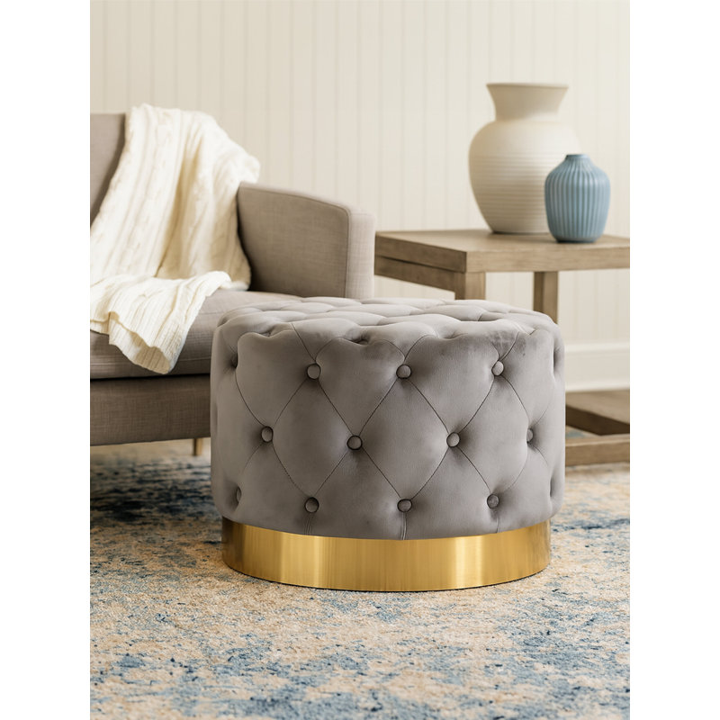 Solid + Manufactured Wood Accent Stool, Grey