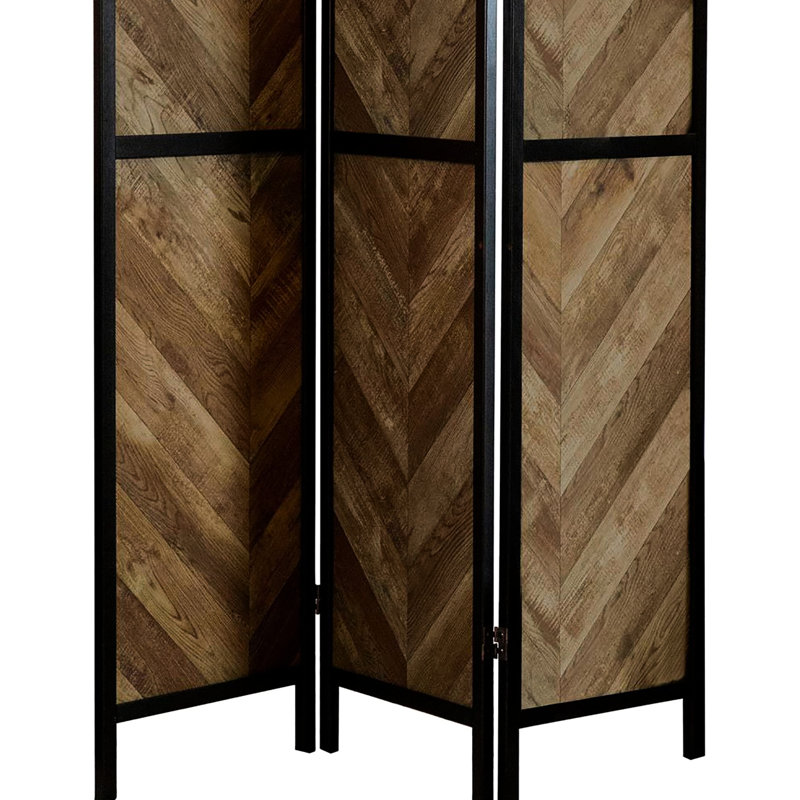 3 paravents rustiques tabac avec motif à chevrons, intimité et style pour la pièce, 71,97 po x 52 po x 0,76 po, ajoutent du caractère à