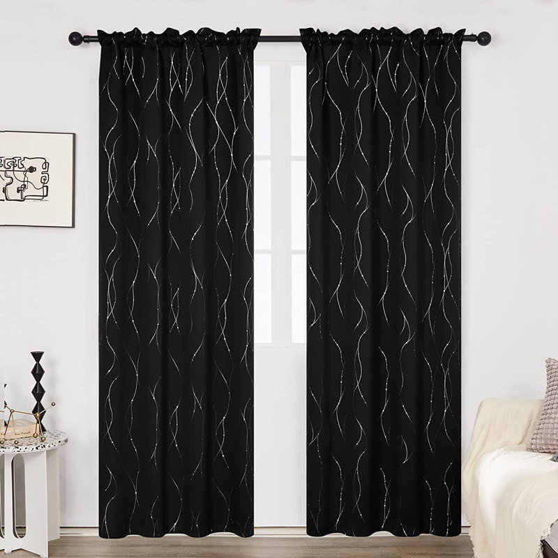 Flurin Room Darkening Curtain Pair, 52" W x 54" L, Dark Forest