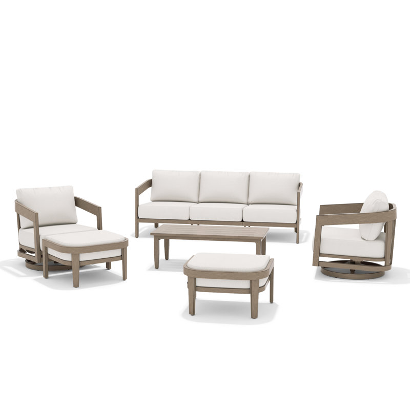 Harmonti Patio 5 Person Aluminum Swivel Conversation Set With Ottomans And Cushions