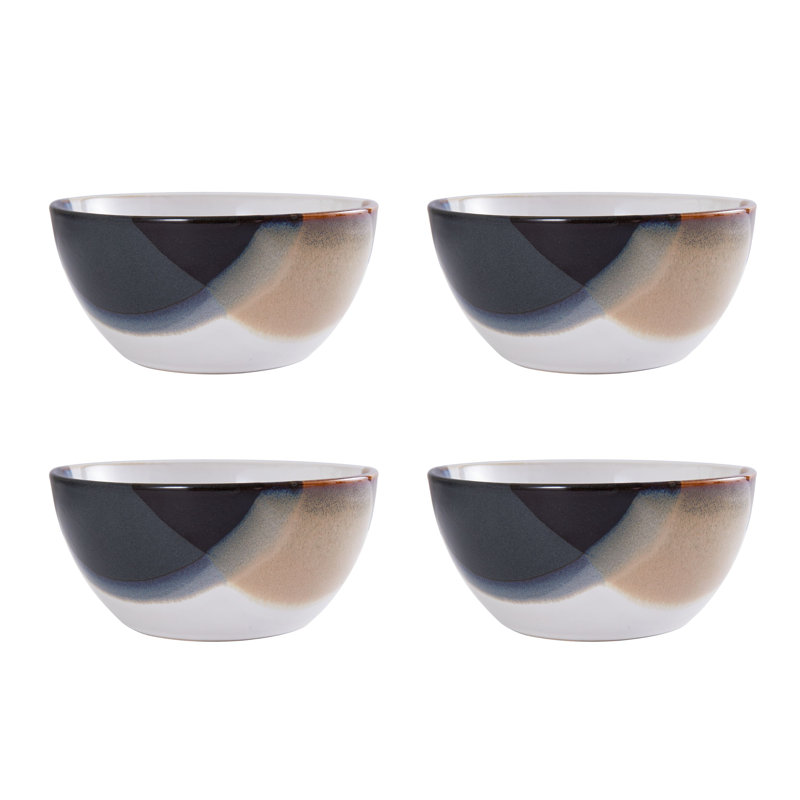 Caden 16-Piece Ceramic Dinnerware Set with Two-Tone Design, Service for 4