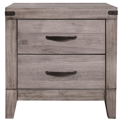 Bedroom Nightstand In Brown Gray - 2 Drawers, Engineered Wood & Stain Laminate Brownish With Drawers Wear Resistance For