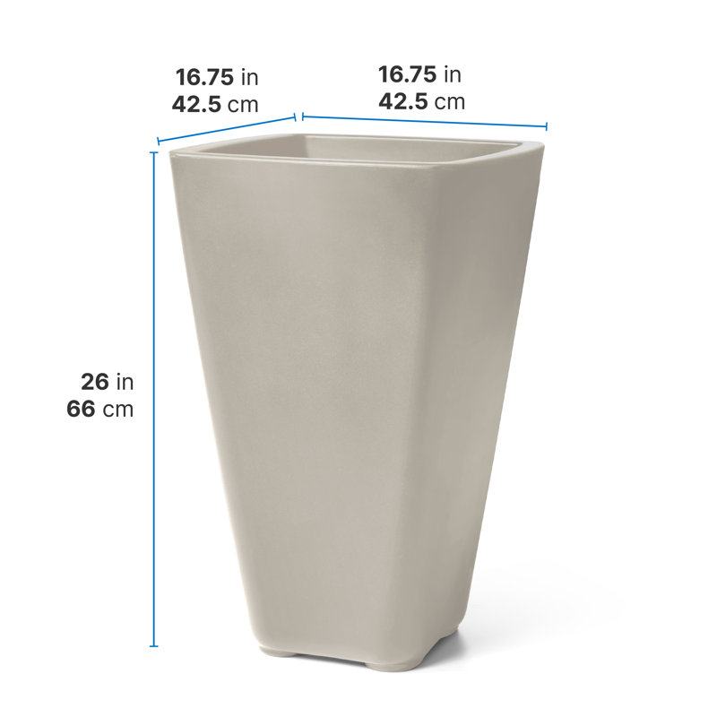 Step2 Bridgeview Square Tall Tapered Plastic Outdoor Planter, Concrete, 1