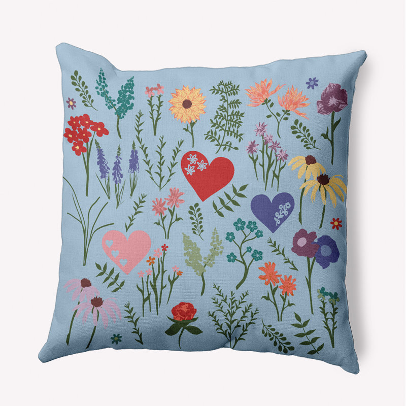 Coussin intérieur / extérieur Valentine Garden, Bleu clair, 20 po x 20 po