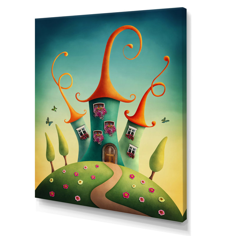 «Blue Fantasy Castles With Red Toits», reproduction sur toile, H 20 po x l 12 po x P 1 po, Toile tendue