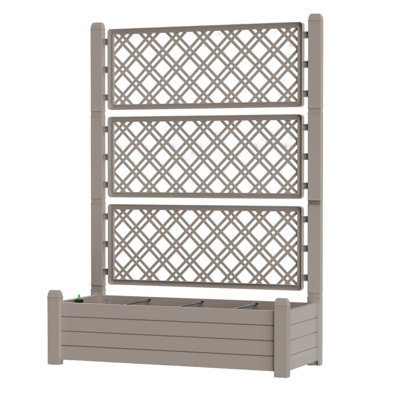 21 Gal Raised Garden Bed with Trellis, Resin Planter Box with Built-In Water Storage, 61.7" H