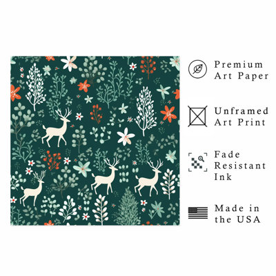 «Holiday Christmas Reindeer VI», reproduction d'art moderne sans cadre