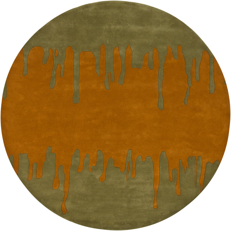 Tapis vert orange Dasher, Rond 7 pi 9 po