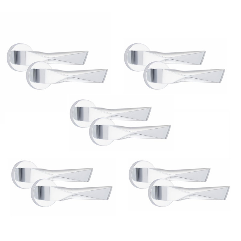 5 Pairs Modern Aura Design Premium Door Handles on Round Rose