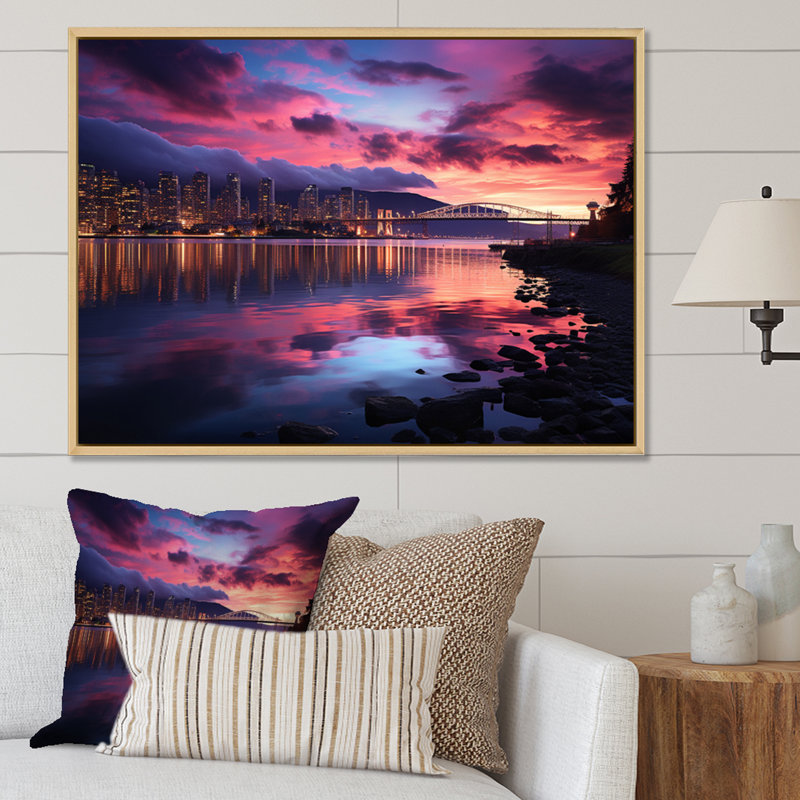 «Canada Vancouver Twilight», reproduction sur toile, H 24 po x l 32 po x P 1 po, Cadre naturel flottant