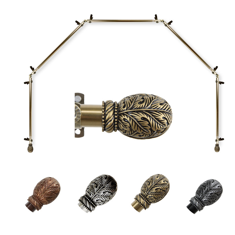 Tringle à rideaux simple à baie vitrée ajustable de 28 po à 48 po Sarina, 18 po - 28 po (chaque côté), Laiton antique