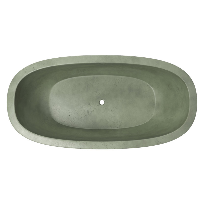 Avalon NativeStone Freestanding Soaking Cement Bathtub, Sage, 23" H x 36" W x 72" L