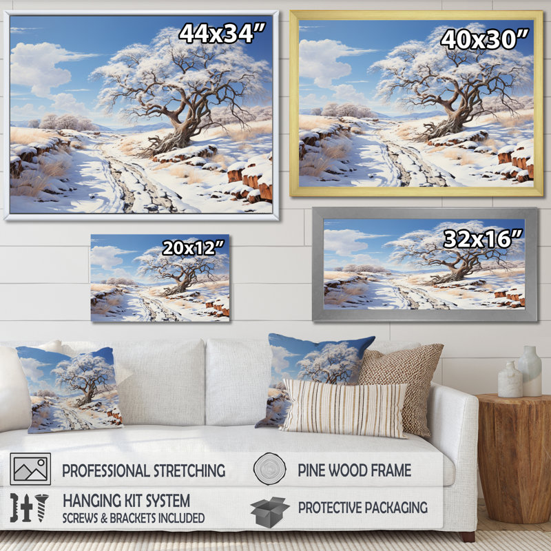 Décoration murale arbres blancs «Winter Tree Winters II» - 93, Noir, H 34 po x l 44 po x P 1,5 po