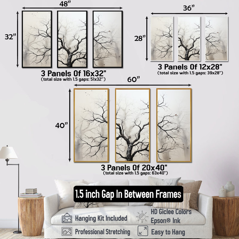Ensemble de décorations murales érable blanc et gris minimalisme blanc et gris, H 40 po x l 60 po x P 1 po