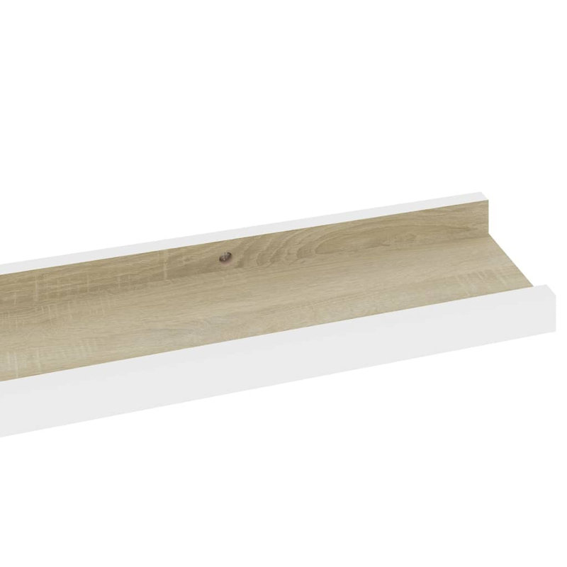 Gracelinn 4 Piece Floating Shelf, White/Sonoma Oak, 3cm H x 115cm W x 9cm D