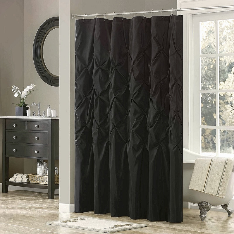 Rideau de douche en mélange de coton, Noir, noir, noir, noir
