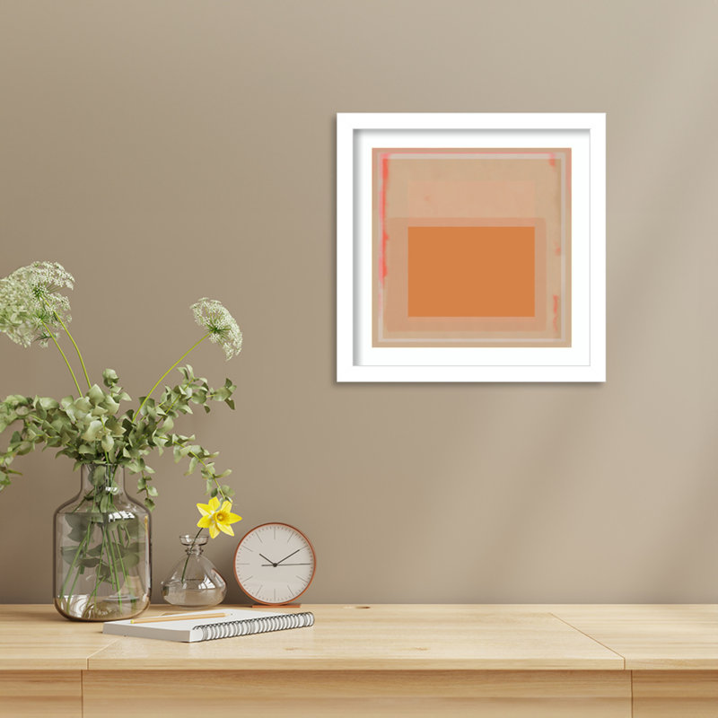 Reproduction d'art encadrée pastel géométrie 22 par Pearlstein Wood, Blanc svelte, H 13 po x l 13 po