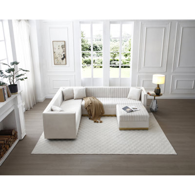 Canapé modulaire vertical en velours avec 4 coussins Modern