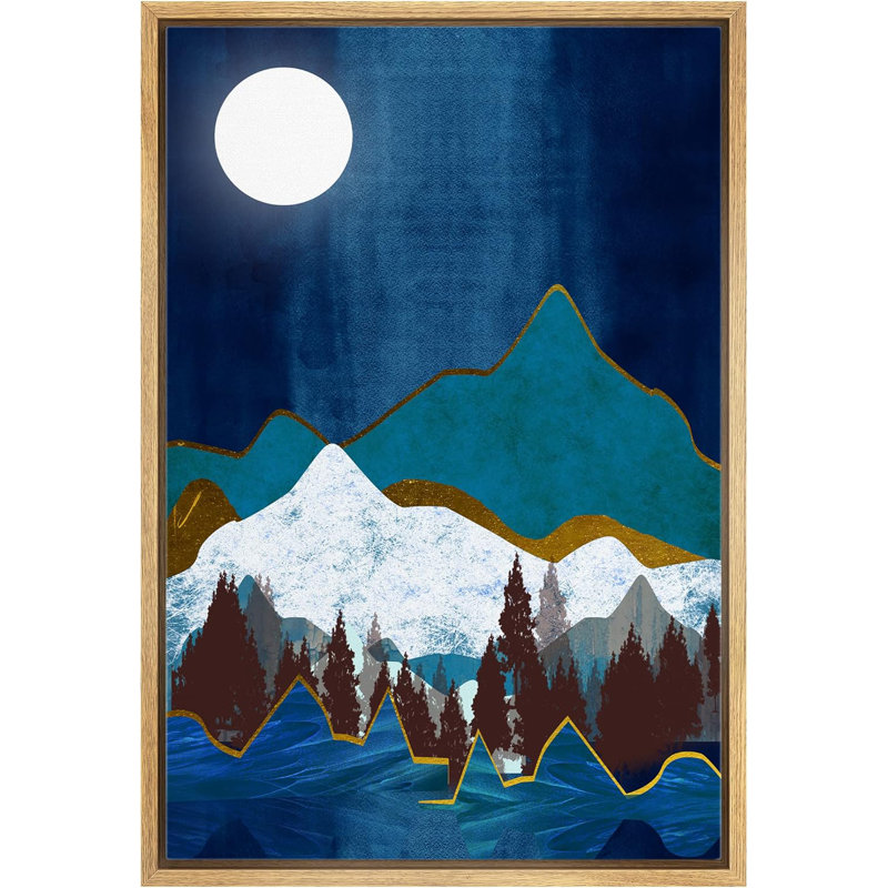 Soleil, chaîne de montagnes, paysage abstrait, illustrations, rustique, Naturel, H 36 po x l 24 po