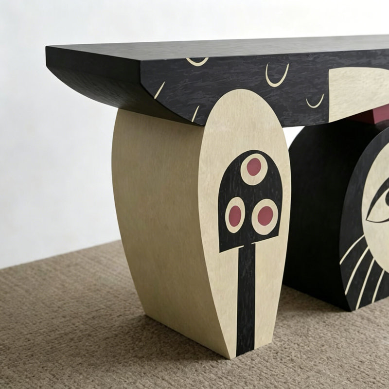 Console Mid-Century moderne, H 33,5 po x l 59,1 po x P 13,8 po