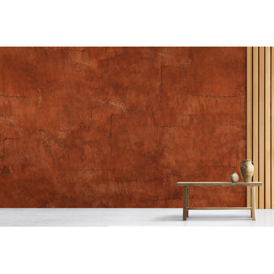 Rustic Burnt Red Plaster Wallpaper Textured Mediterranean Wall Mural Vintage Terracotta Home Décor Peel and Stick 807DLU