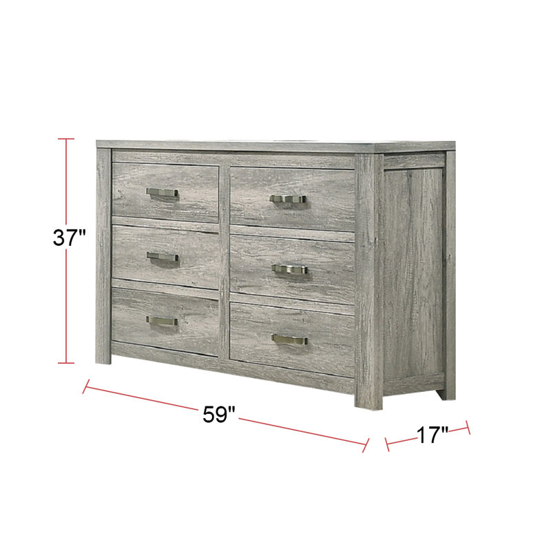 Commode 6 tiroirs en gris foncé