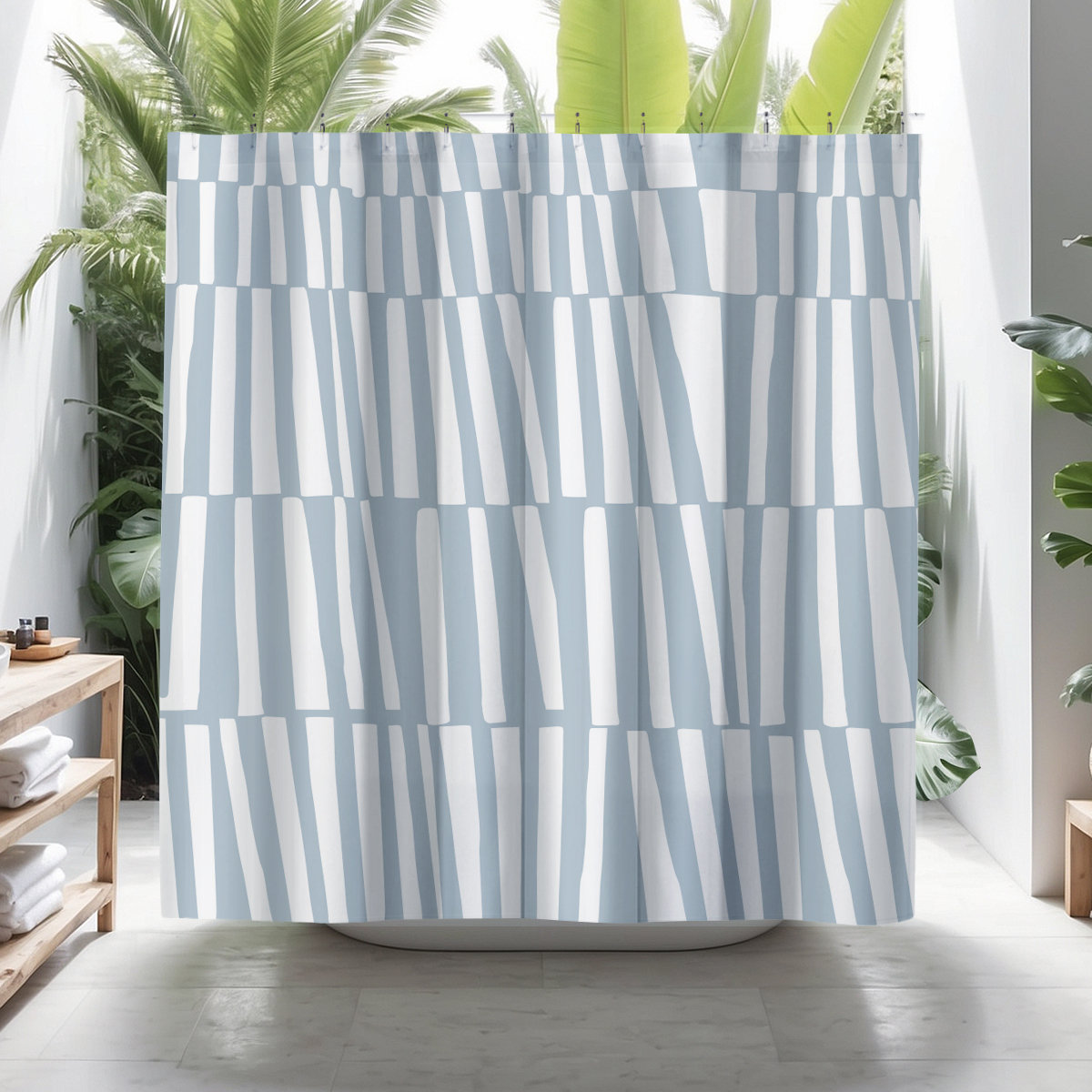 Thora Abstract Mid-Century Shower Curtain, Gray