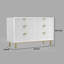 Commode 6 tiroirs 56 pouces Beth, panneaux ondulés, bois d'acajou blanc, doré