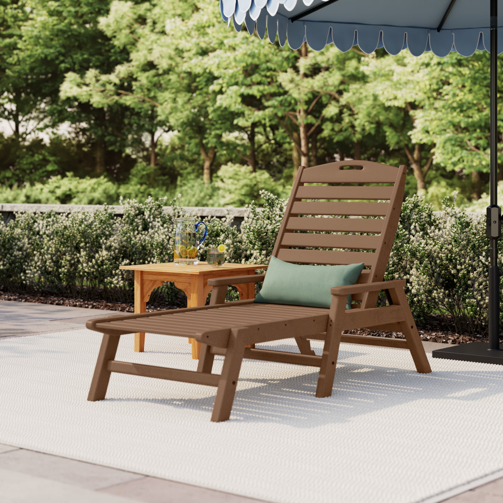 POLYWOOD® Nautical 27" Patio Chaise Lounge, Dark Teak