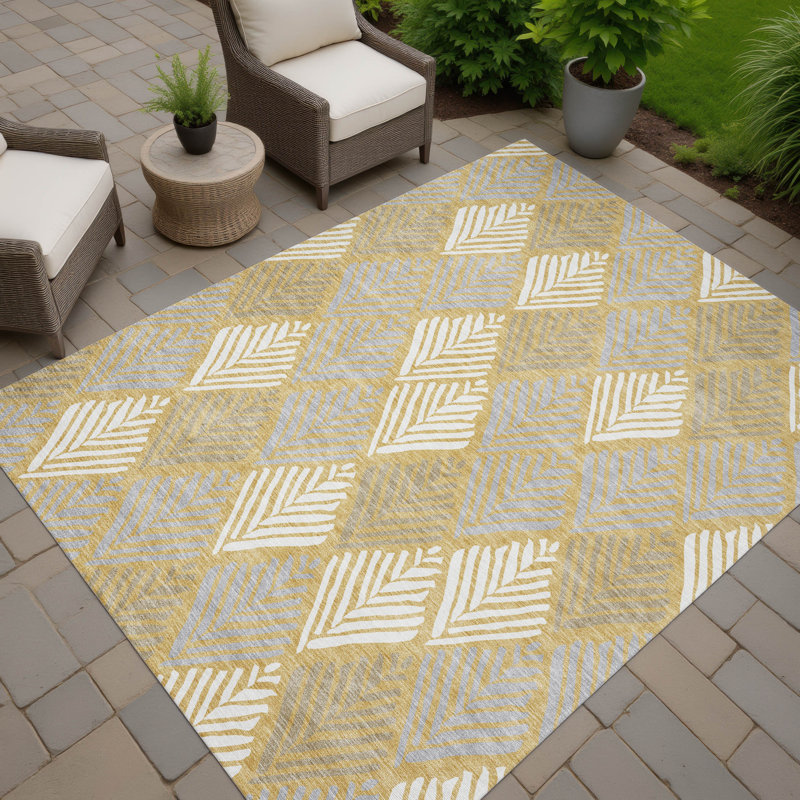 Machine Washable Indoor/Outdoor Chantille ACN2818 Diamonds Rug, Gold, 8' x 10'