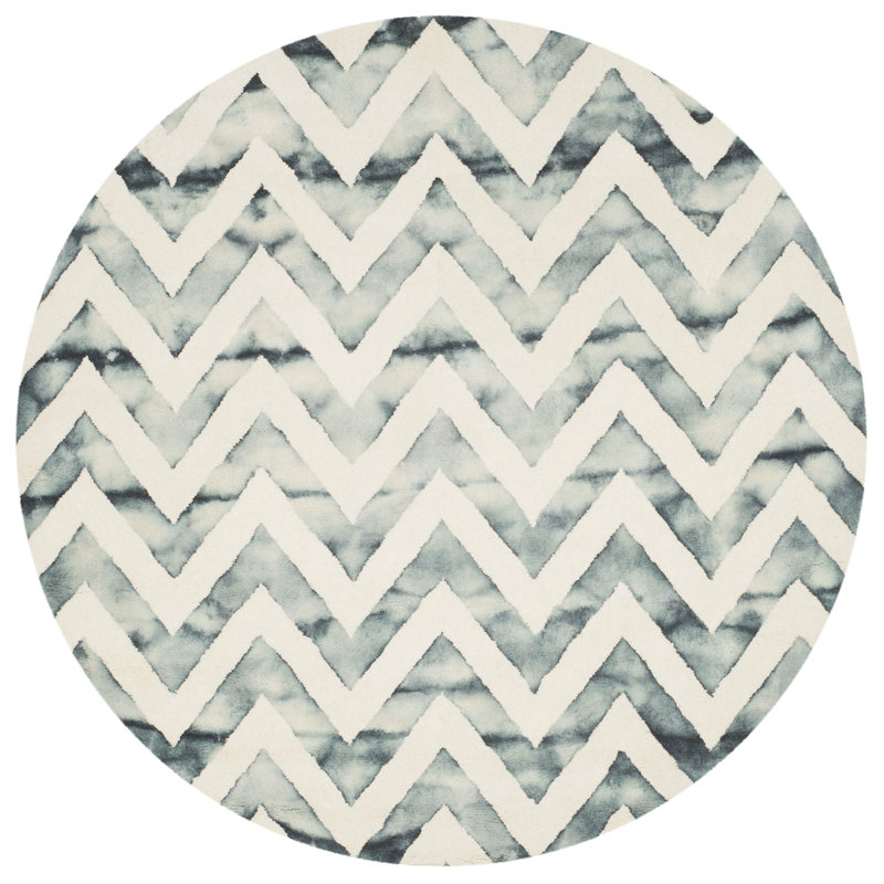 Danny Hand Tufted Wool Chevron Rug, Round 7'