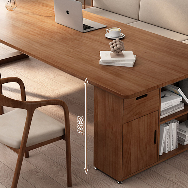 Walnut Rectangular Solid Wood desks, Right Hand Return, 29.53" H x 62.99" W x 27.56" D