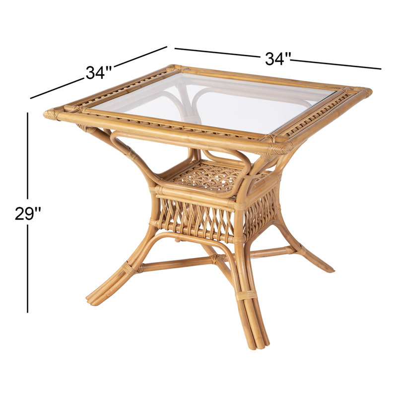 Beachwood 34.25 in. W Square Rattan Dining Table