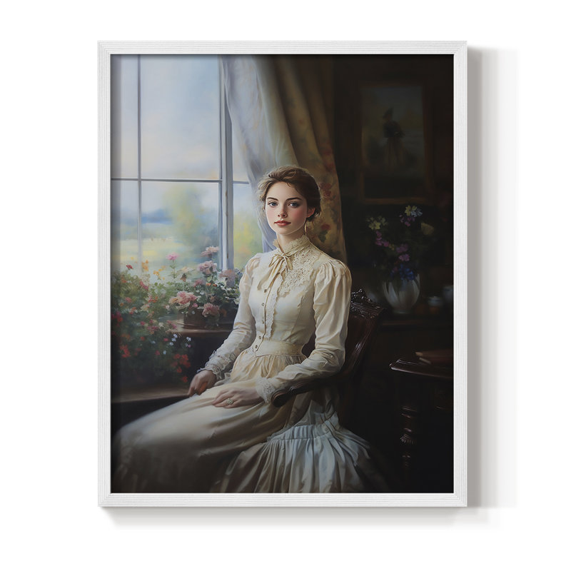 Reproduction encadrée WOMEN Series CCXLV - bois massif, H 30 po x l 24 po, Blanc