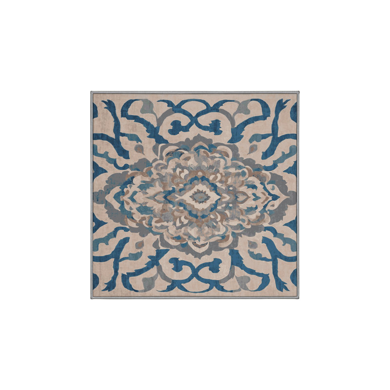 Tapis gris lavable à la machine, Carré 8 pi