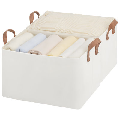 Fabric Storage Bins with Handles, Foldable Bins for Shelves, Closet, Dorm