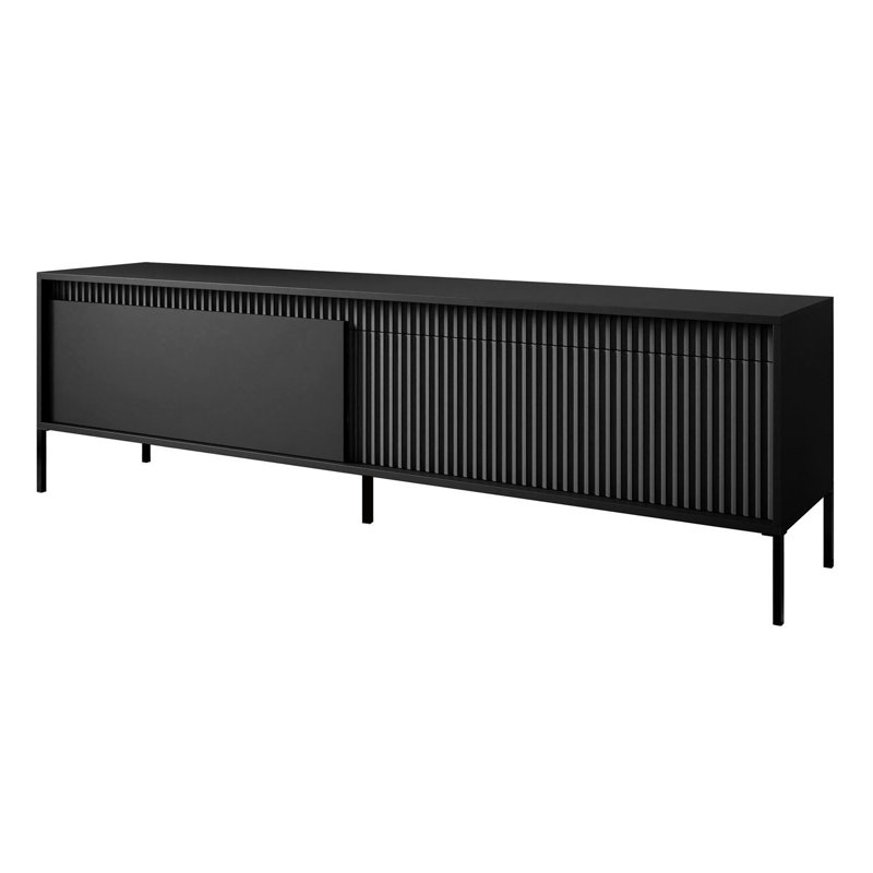 YASUMI two-door TV cabinet, matte black, 53.4cm H x 187.1cm L x 39.5cm W