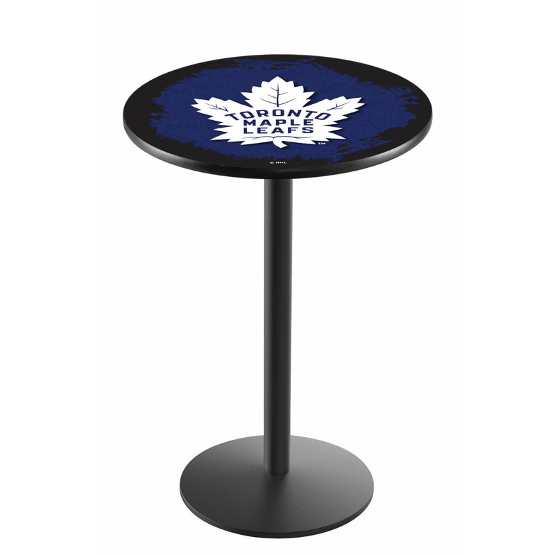 Round Metal Base Dining Table, Black Wrinkle, Los Angeles Kings