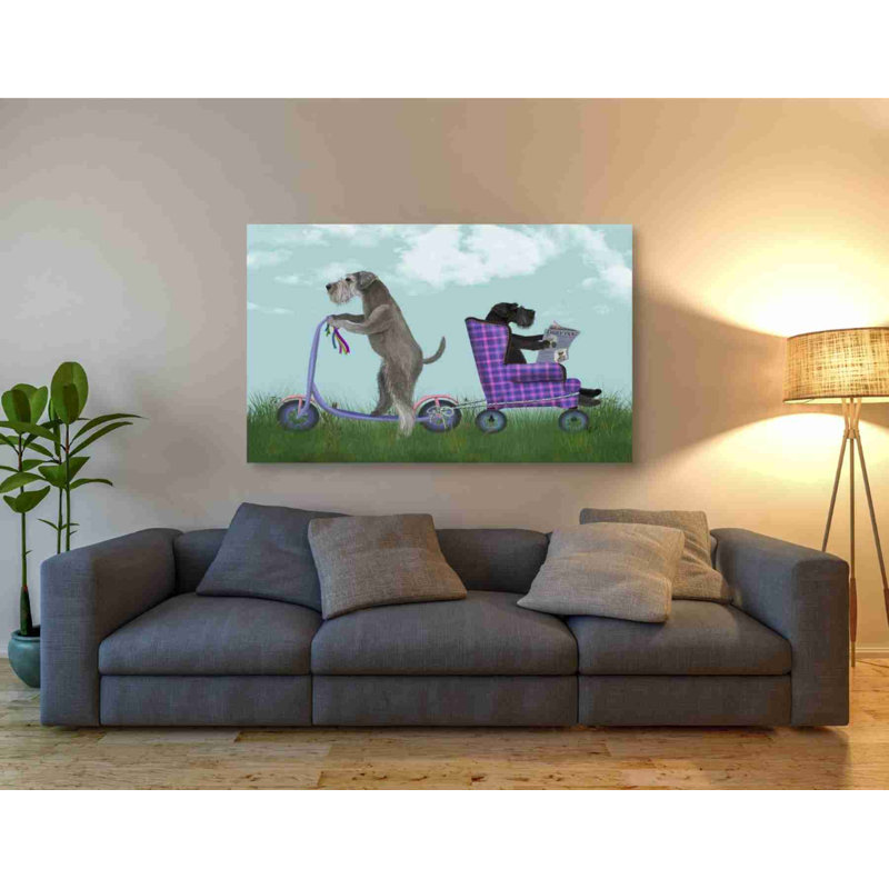 Schnauzer Scooter par Fab Funky - impression sur toile tendue, H 40 po x l 54 po x P 1,5 po