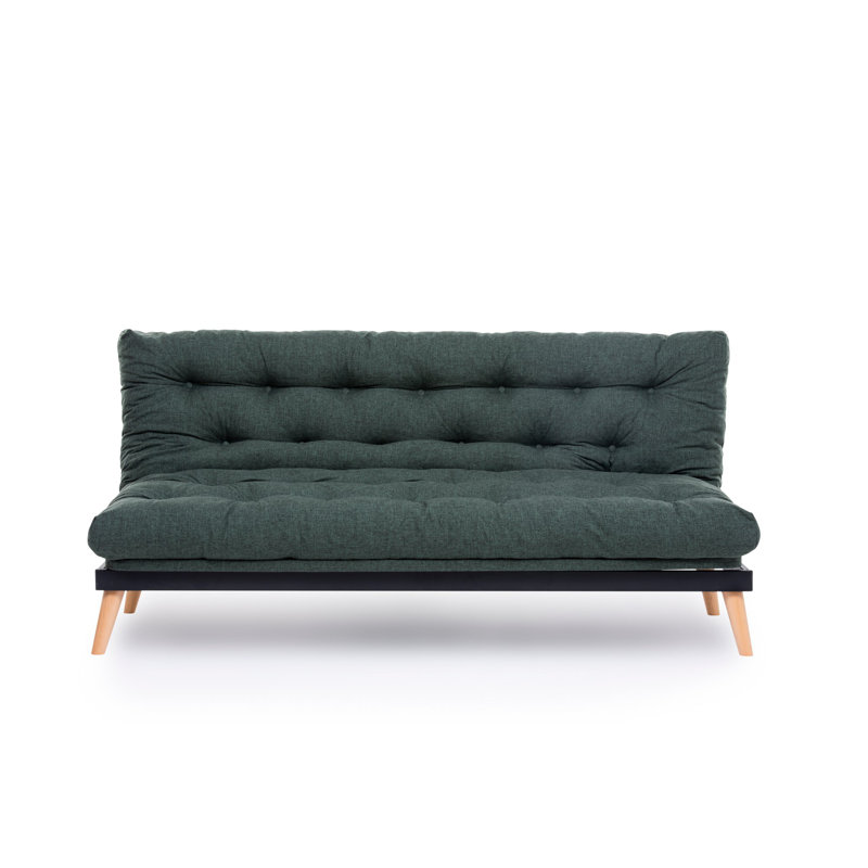 Allyssia 185cm Upholstered Convertible Sofa, Green