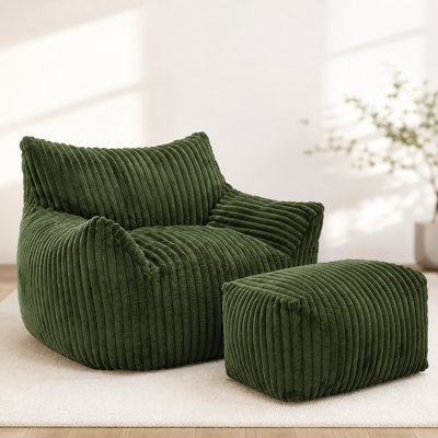 Fauteuil à billes surdimensionné avec rembourrage en mousse à mémoire de forme, revêtement en flanelle douce, fauteuil de salon moelleux pour le salon, la chambre à coucher et le bureau personnel