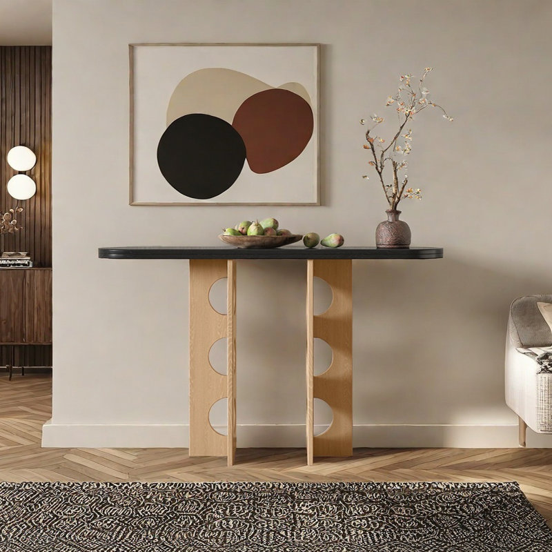 Console Modern Minimalist, Bois naturel, H 33,46 po x l 62,99 po x P 13,78 po