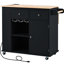 Îlot de cuisine avec prise électrique et rallonge pliable. Noir Porte-bouteilles, rangement latéral. Armoire sur support facile à utiliser et à nettoyer - noir-1458565686