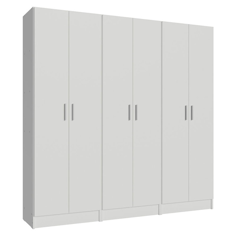Hokku Designs Kitchen Set 3 Pantry Storage Cabinet with 15 Utility Shelves 71"L Wooden Organization Unit for Kitchen, White