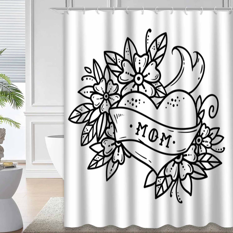 Rideau de douche avec 12 crochets, L 72 po x l 84 po