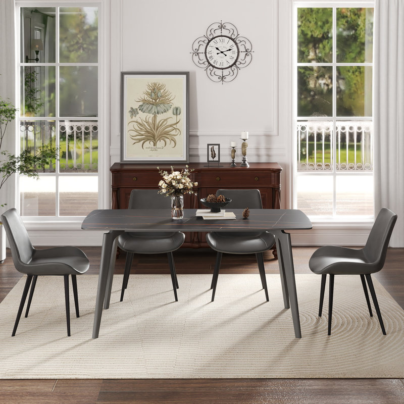 Table de salle à manger 62,99 po Modern Stone, Noir