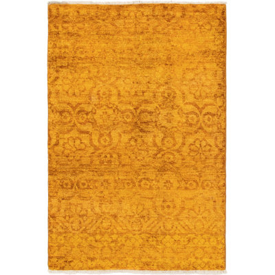 Tapis intérieur en laine 4 pi x 6 po main one-of-kind-noué la 2010 jaipur jaune Pilkington