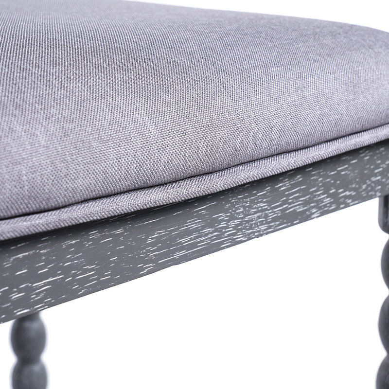Ensemble de 2 tabourets de comptoir de 26 po avec siège rembourré, structure en bois d'acacia massif, assise rembourrée de mousse, conception aérée pour îlot de cuisine et bar, gris